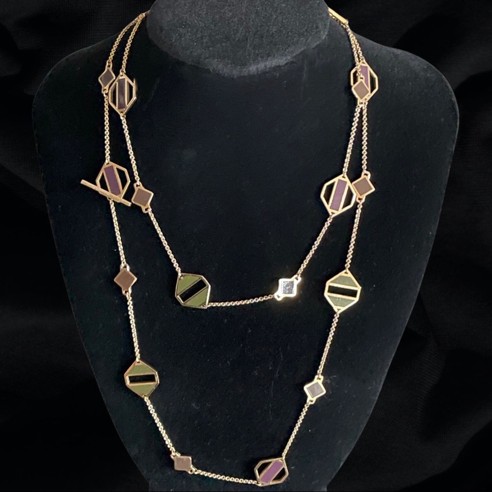 Tiffany & Co. Paloma Picasso 18k Gold & Enamel Station Chain Long Necklace
